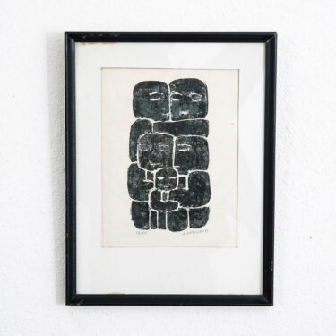 Mid Century Modern Abstract Figures Block Print George Constant Signed 11/50