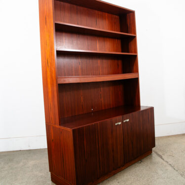 Mid Century Danish Modern Cabinet Rosewood Bookshelf Shelves Metal Handles Mcm