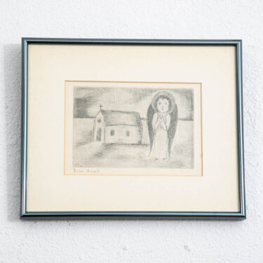 Mid Century Modern Drypoint Etching George Constant Lone Angel Print Signed