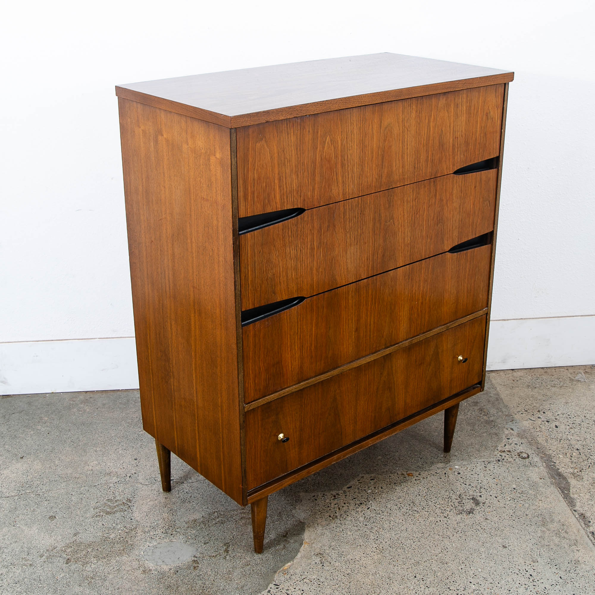 Mid Century Modern Dresser Highboy Dresser Chest Drawers 4 Drawers Walnut MCM - Image 5