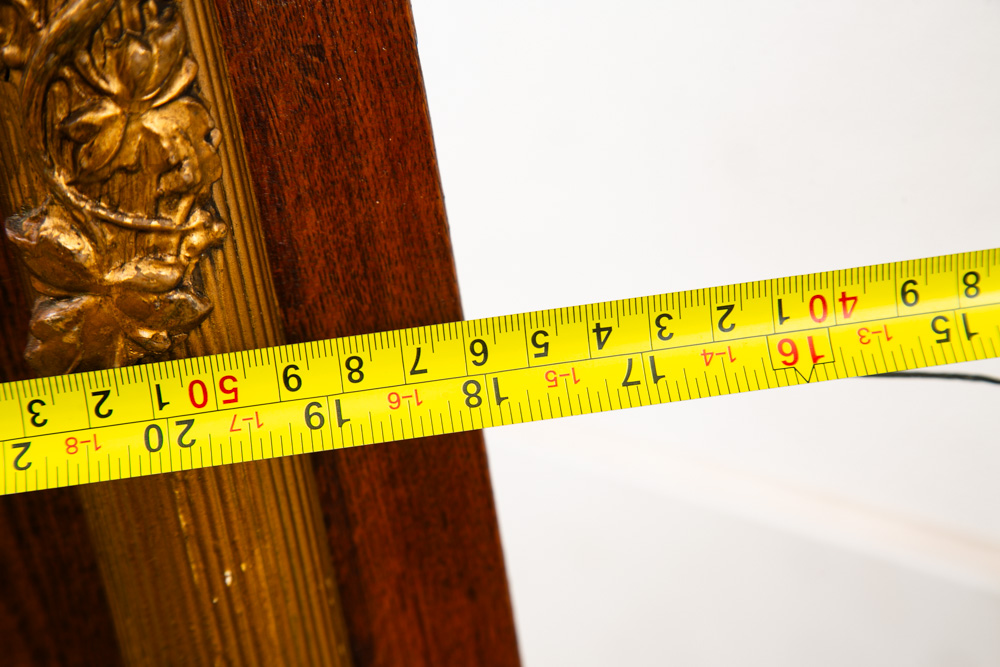 Antique Victorian Frame Picture Wall Framed Solid Oak Gold Gilt Brass Art 30x33 - Image 9