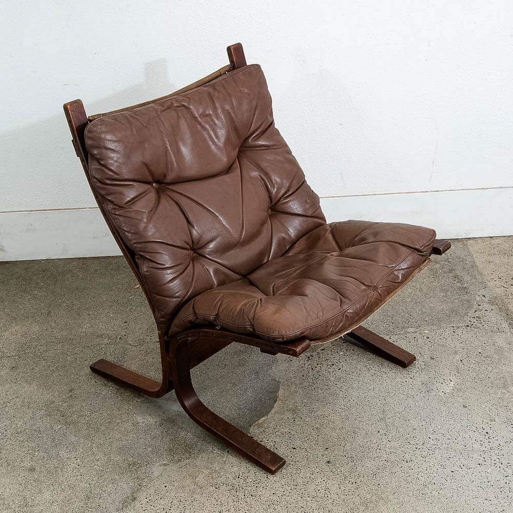 Mid Century Danish Modern Lounge Chair Brown Leather Ingmar Relling Westnofa - Image 9