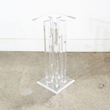 Mid Century Modern Pedestal Lucite Square Table Display Art Vintage Clear Mcm