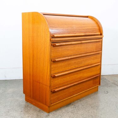 Mid Century Danish Modern Desk Rolltop Secretary Teak Wood Denmark Vintage