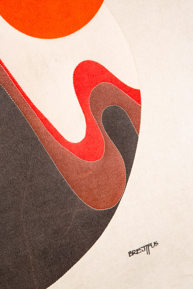 Mid Century Modern Tapestry 1970s Square Ron Brejtfus Fabric