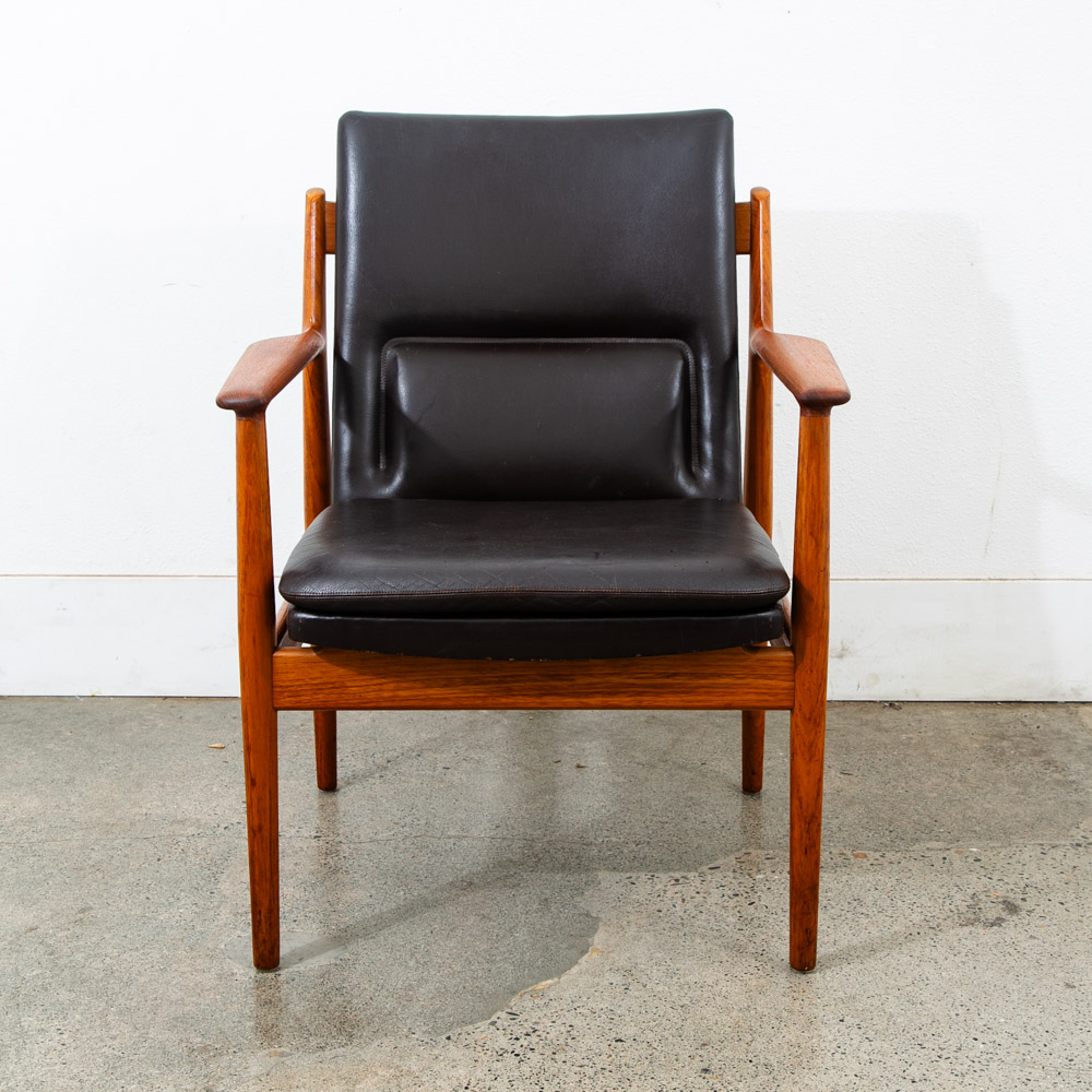 Mid Century Danish Modern Armchair Lounge Chair Teak Leather Arne Vodder Sibast - Image 2