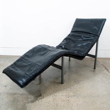 Mid Century Danish Modern Lounge Chair Chaise Black Leather Tord Bjorklund Metal