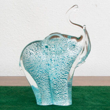 Mid Century Modern Murano Glassware Elephant Italian Glass Sculpture Blue and White