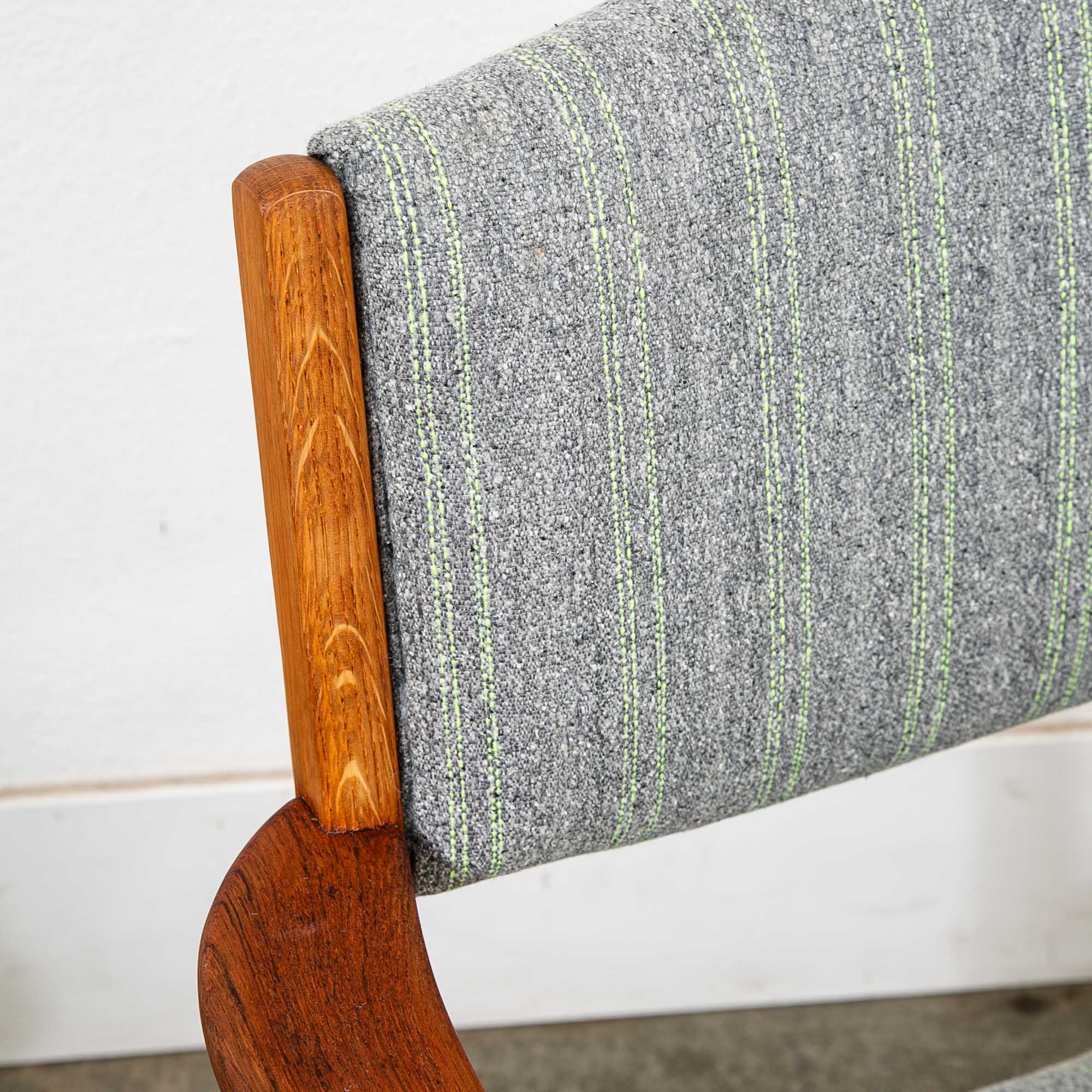 Mid Century Danish Modern Armchairs Dining Chairs Teak Gray Wool Oak Captain Mcm - Image 10