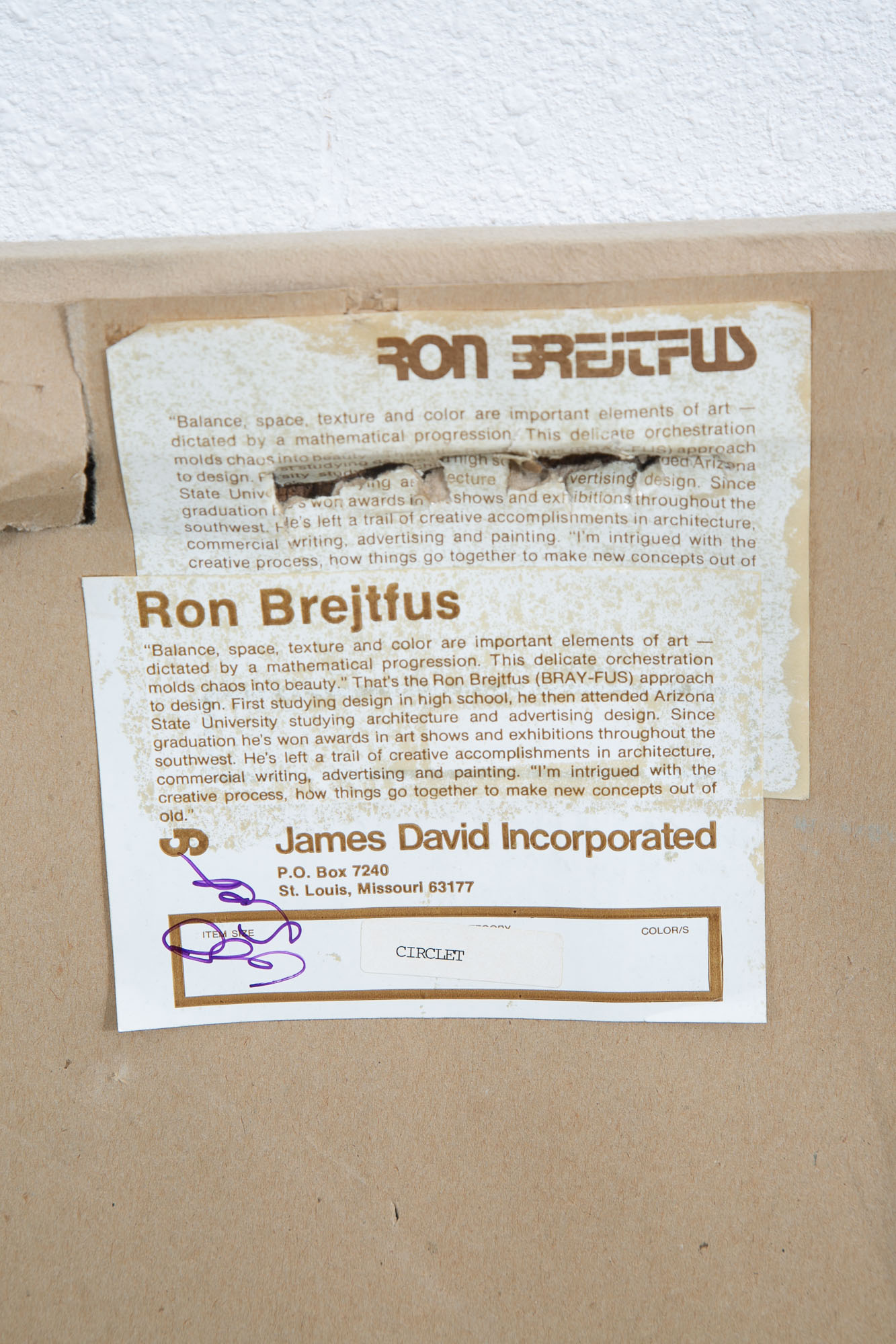 Mid Century Modern Tapestry 1970s Square Ron Brejtfus Fabric