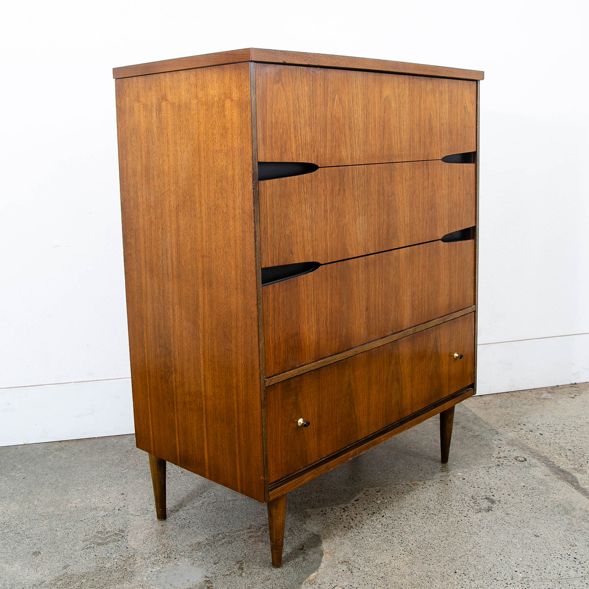 Mid Century Modern Dresser Highboy Dresser Chest Drawers 4 Drawers Walnut MCM