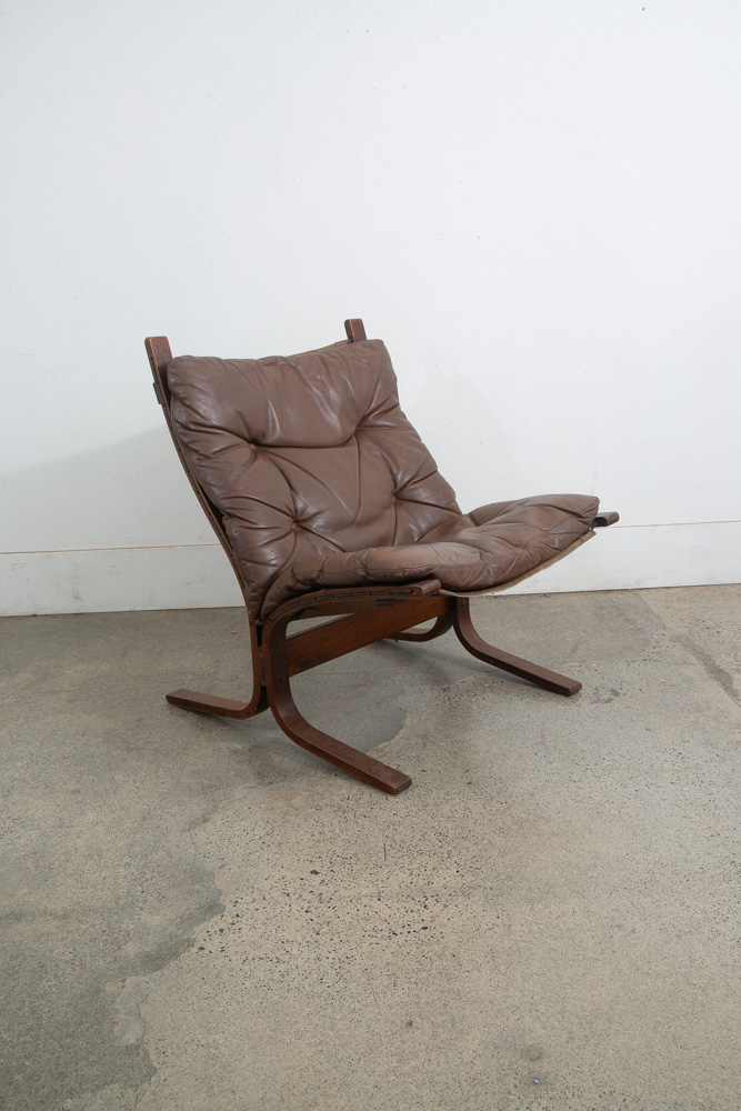 Mid Century Danish Modern Lounge Chair Brown Leather Ingmar Relling Westnofa - Image 7