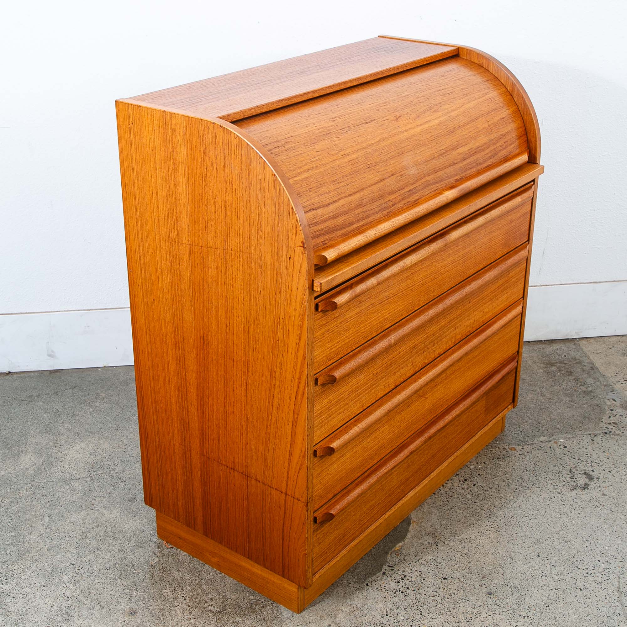 Mid Century Danish Modern Desk Rolltop Secretary Teak Wood Denmark Vintage - Image 9