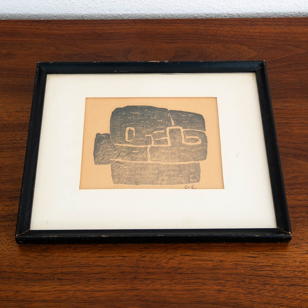 Mid Century Modern Abstract Form Block Print George Constant Black Ink Signed - Image 6