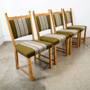 Mid Century Danish Modern Dining Chairs Set 4 Henning Kjaernulf White Oak Green