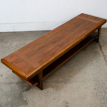 Mid Century Modern Coffee Table Walnut Lane Bench Long Cocktail Surfboard 70"