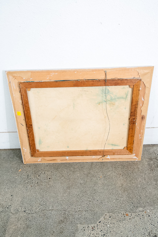 Mid Century Modern Oil Painting Abstract Expressionism Blue Green Black 36x31 - Image 6