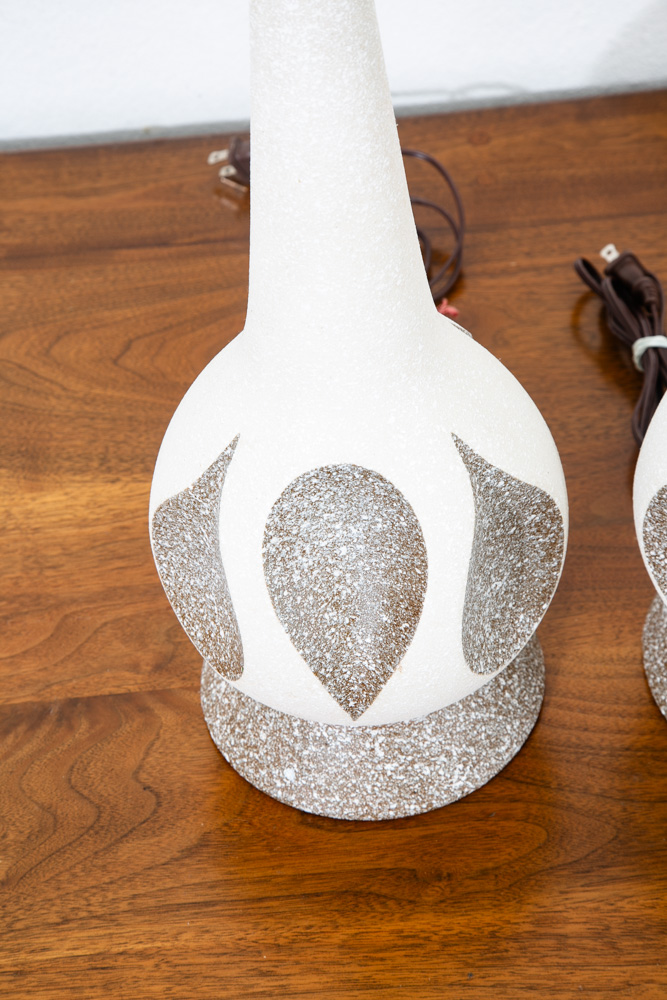 Mid Century Modern Lamp Set Table Light lighting Ceramic Grey White Working Mcm - Image 10