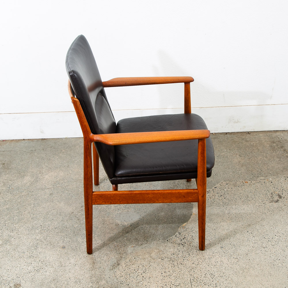 Mid Century Danish Modern Armchair Lounge Chair Teak Leather Arne Vodder Sibast - Image 12