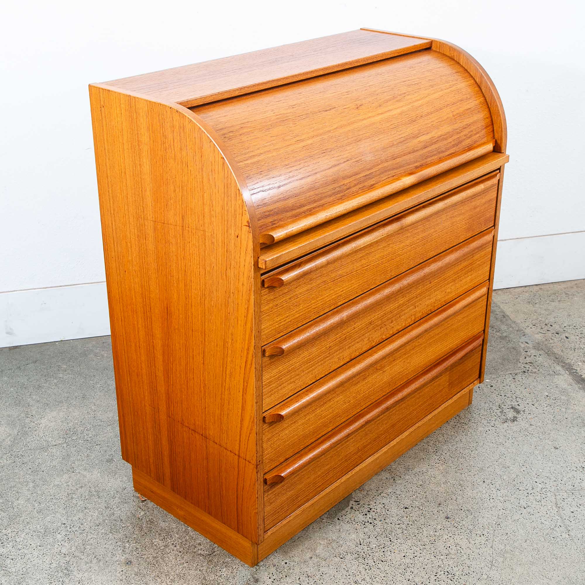 Mid Century Danish Modern Desk Rolltop Secretary Teak Wood Denmark Vintage - Image 7