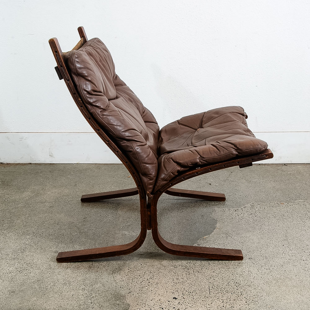 Mid Century Danish Modern Lounge Chair Brown Leather Ingmar Relling Westnofa - Image 2