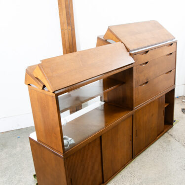 Mid Century Modern Wall Unit 3 Bay Kopenhavn Mcm Modular Shelving Storage Glass