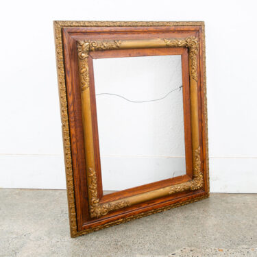 Antique Victorian Frame Picture Wall Framed Solid Oak Gold Gilt Brass Art 30x33