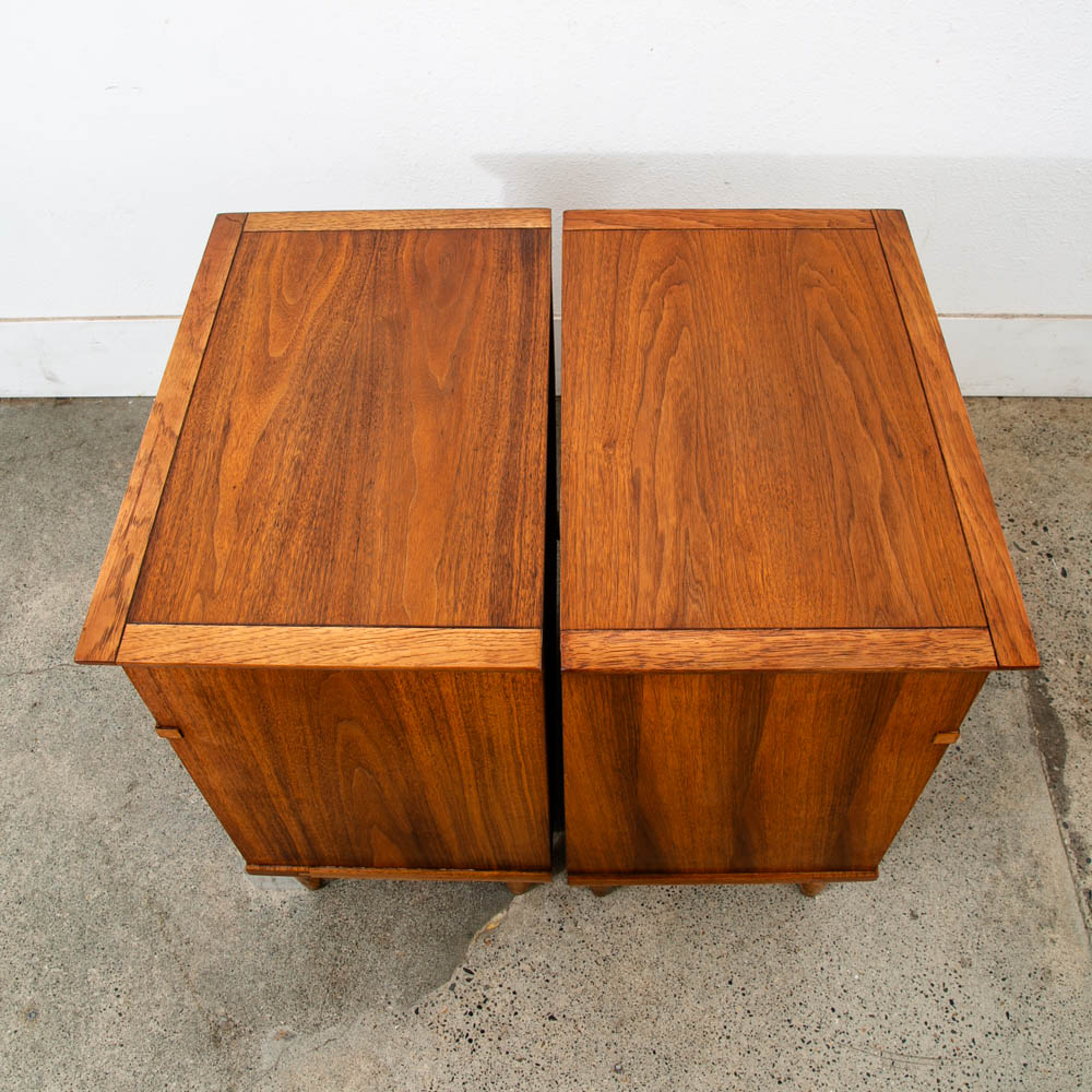 Mid Century Modern Nightstands End Side Tables Martinsville Walnut Wood Drawer - Image 4