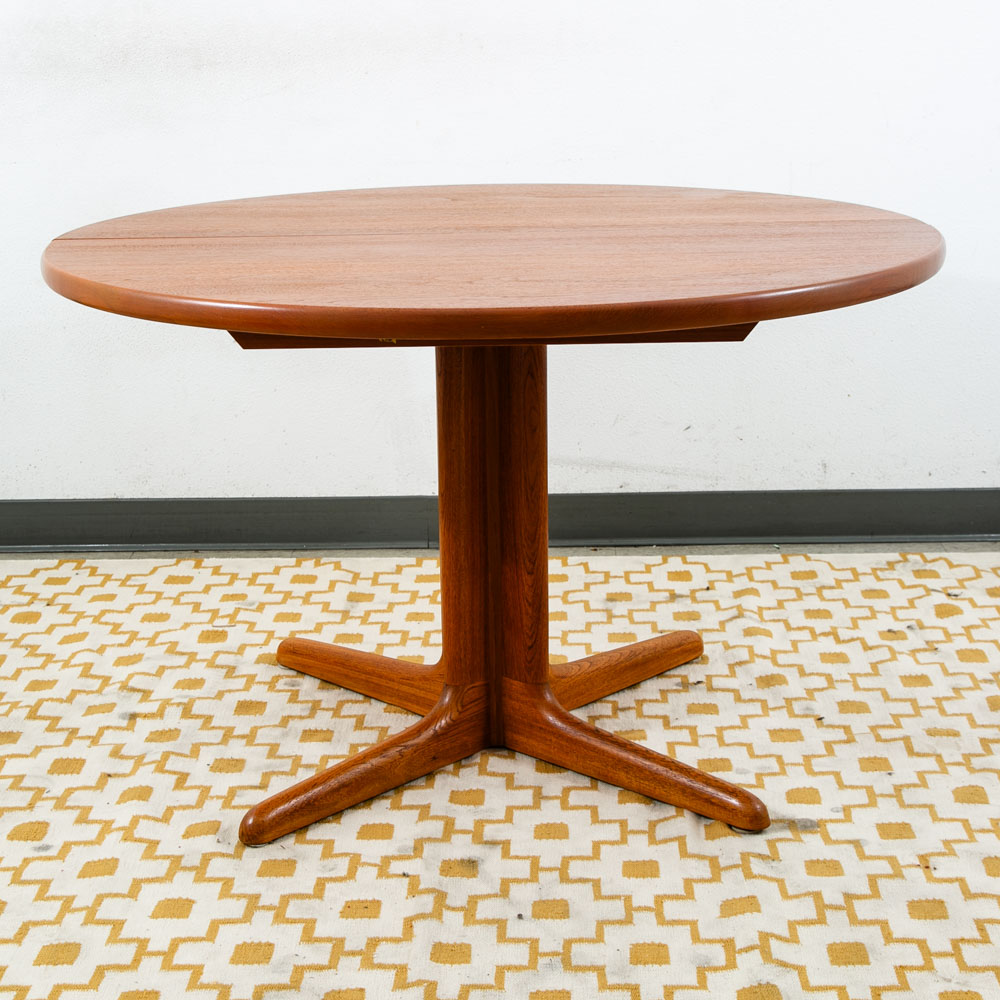 Mid Century Danish Modern Dining Table Benny Linden Solid Teak Leaf x2 Round Mcm - Image 6