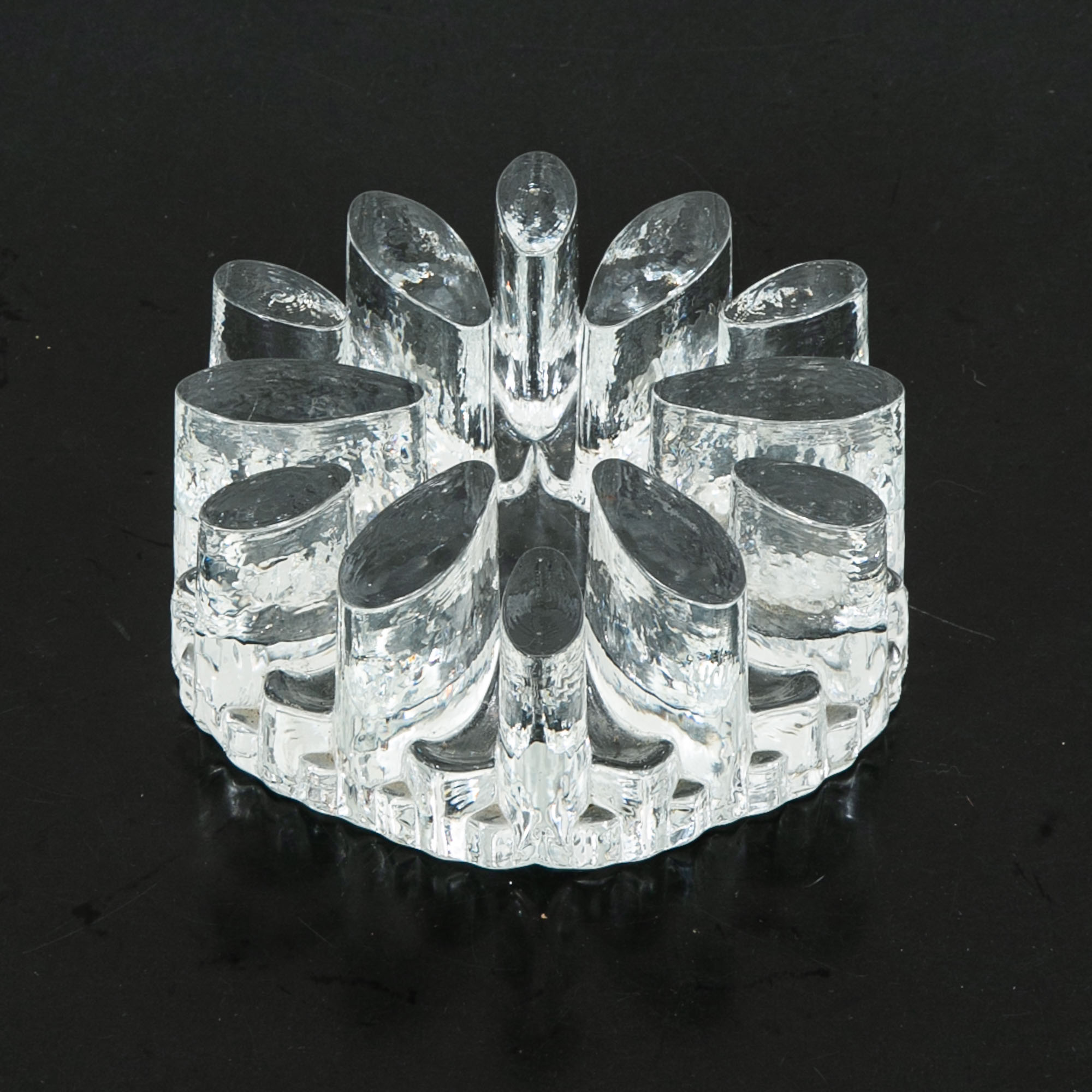 Mid Century Modern Art Crystal Glass Bel Mondo Clear Textured Holder Shutte West