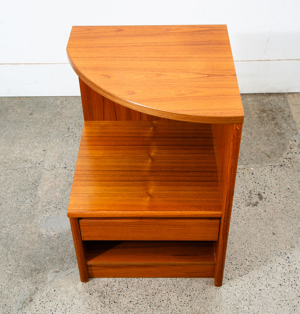Mid Century Danish Modern Nightstand Solid Teak End Table Tray Storage Denmark - Image 11