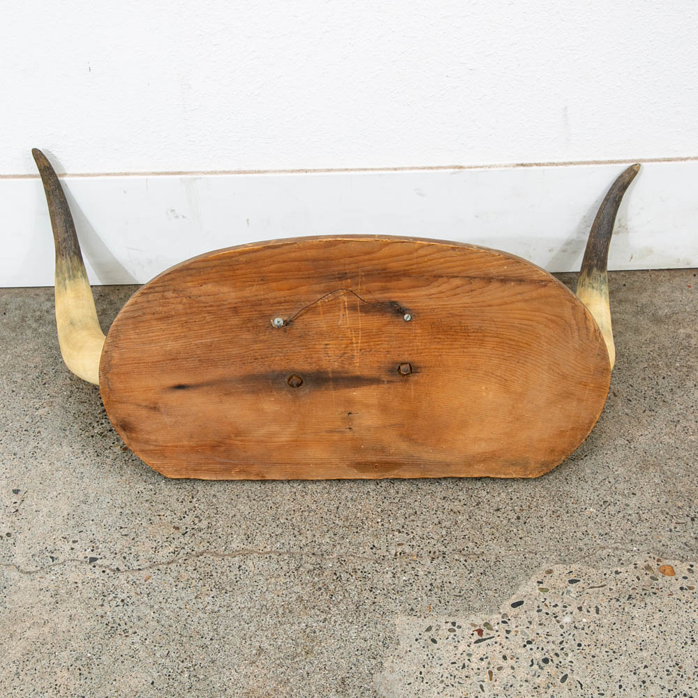 Antique Wall Hanging Horns Steer Bull 1913 Artisan Original Wall Art Custom - Image 9