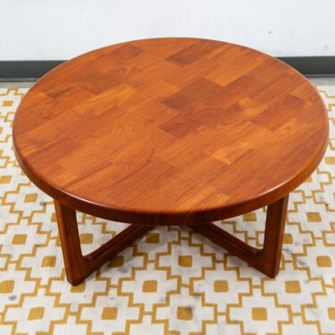 Mid Century Danish Modern Coffee Table Round Solid Teak Niels Bach Randers Mcm