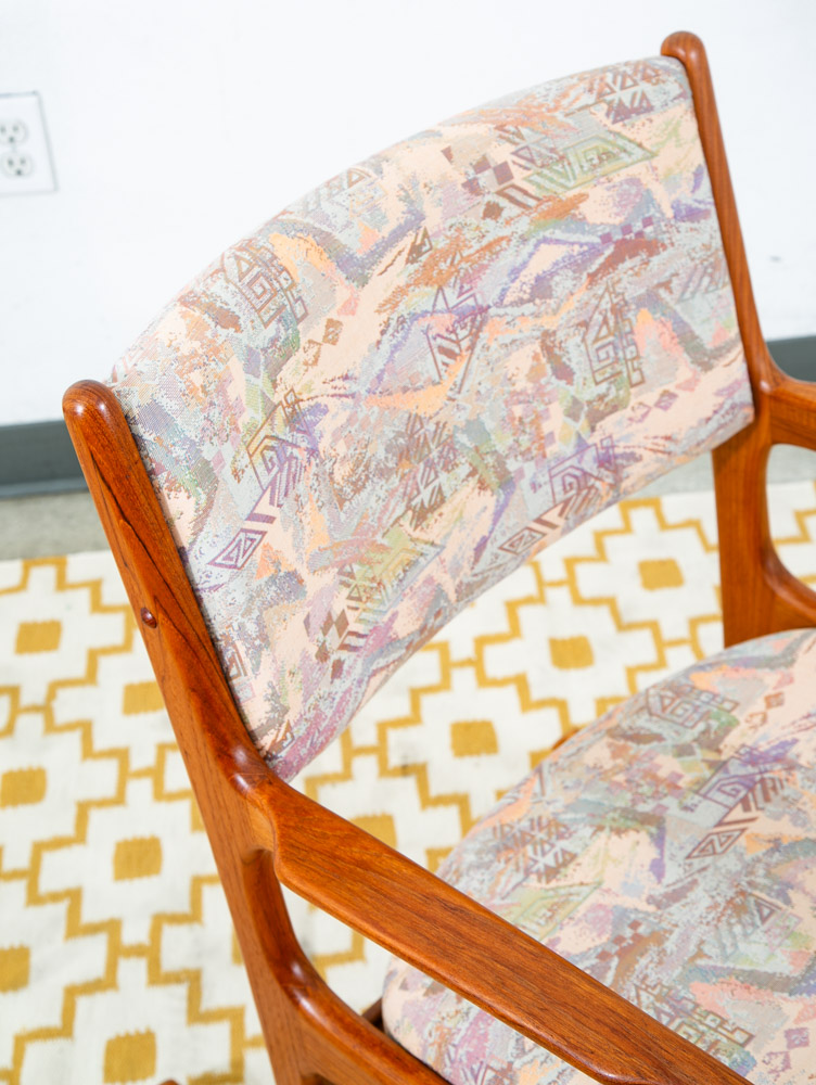 Mid Century Danish Modern Rocking Chair Benny Linden Teak Fabric Mcm Rocker Mcm - Image 9