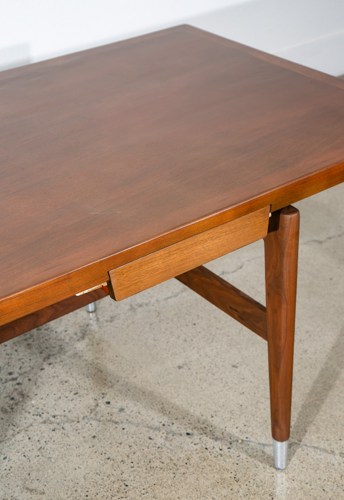 Mid Century Modern Desk Executive Office Stow Davis Boomerang Large Walnut Mcm - Image 11
