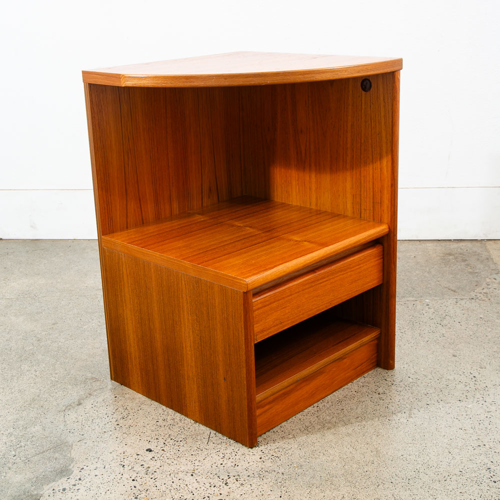 Mid Century Danish Modern Nightstand Solid Teak End Table Tray Storage Denmark