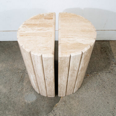 Mid Century Modern Table Base Round Marble Stone 2 Pc Console Dining Pedestal