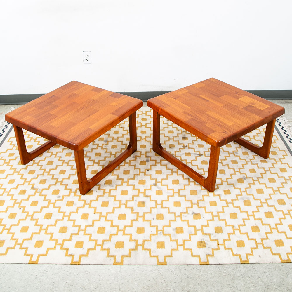 Mid Century Danish Modern End Tables Side Nightstands Teak Square Niels Bach Mcm