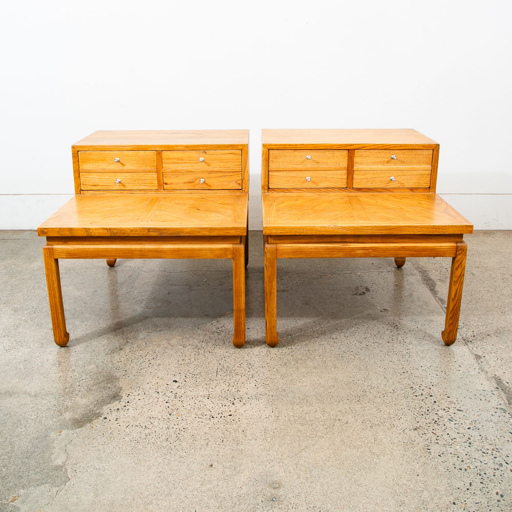 Mid Century Modern Nightstands End Side Tables Set American Martinsville Drawers - Image 2