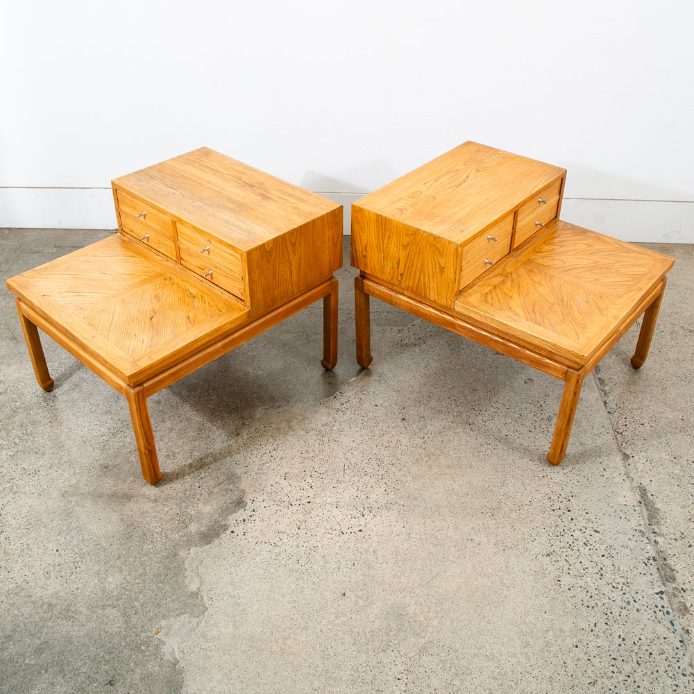 Mid Century Modern Nightstands End Side Tables Set American Martinsville Drawers - Image 5