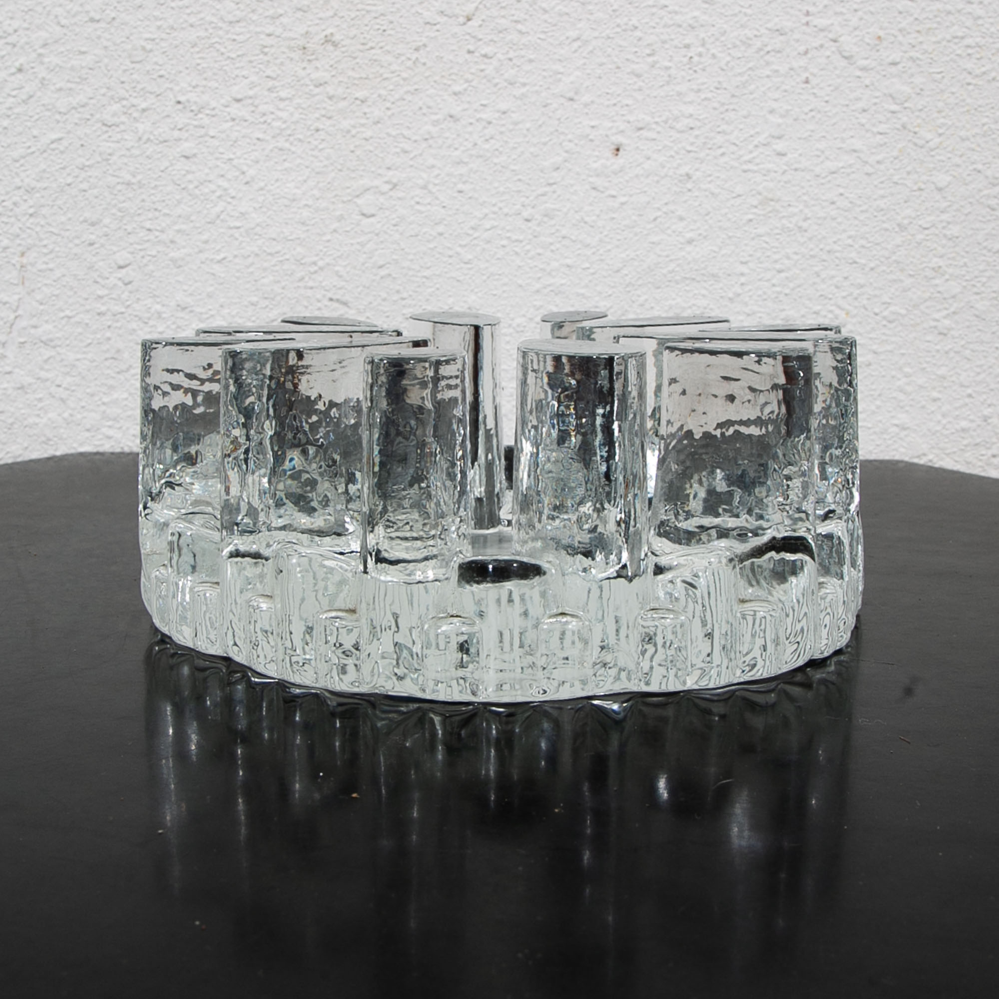 Mid Century Modern Art Crystal Glass Bel Mondo Clear Textured Holder Shutte West - Image 3
