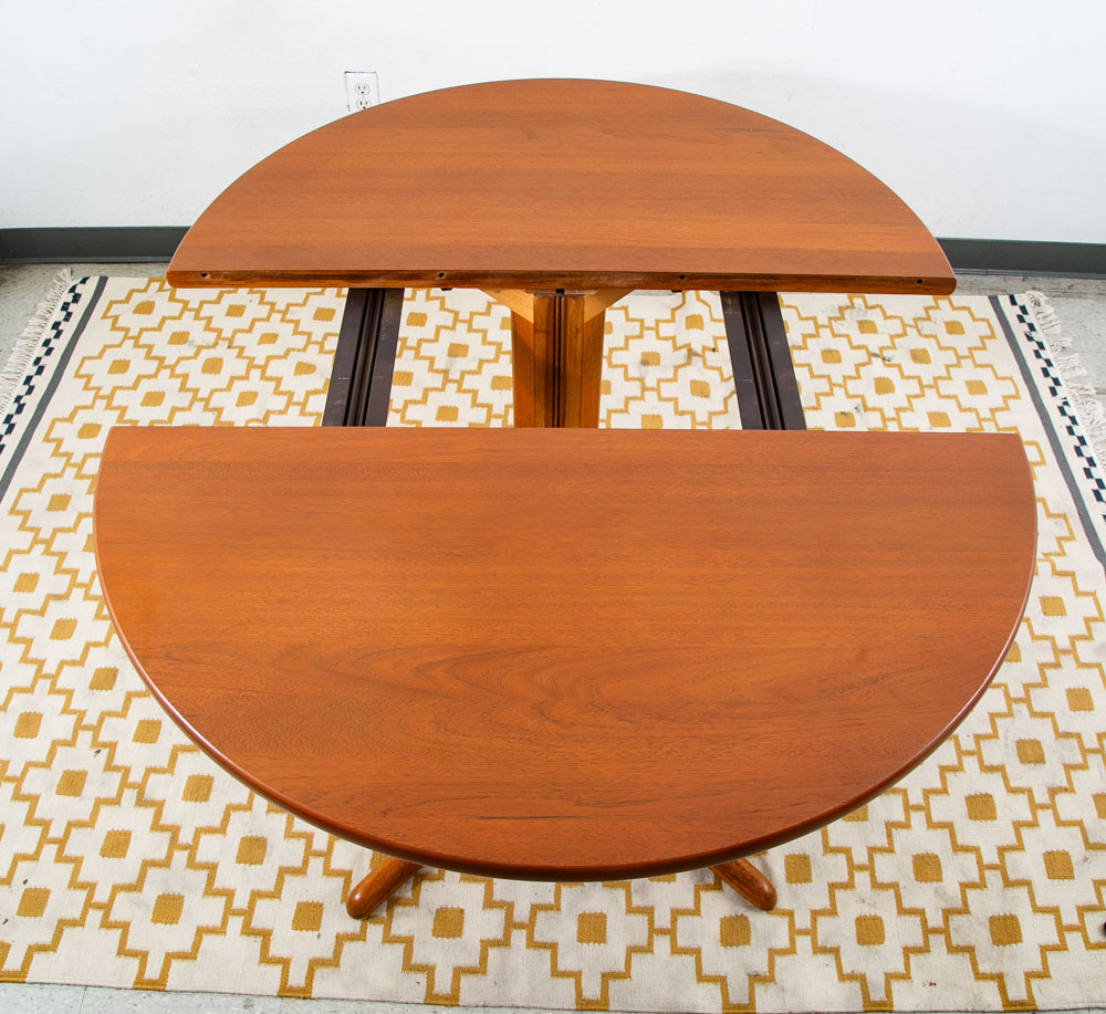 Mid Century Danish Modern Dining Table Benny Linden Solid Teak Leaf x2 Round Mcm - Image 7