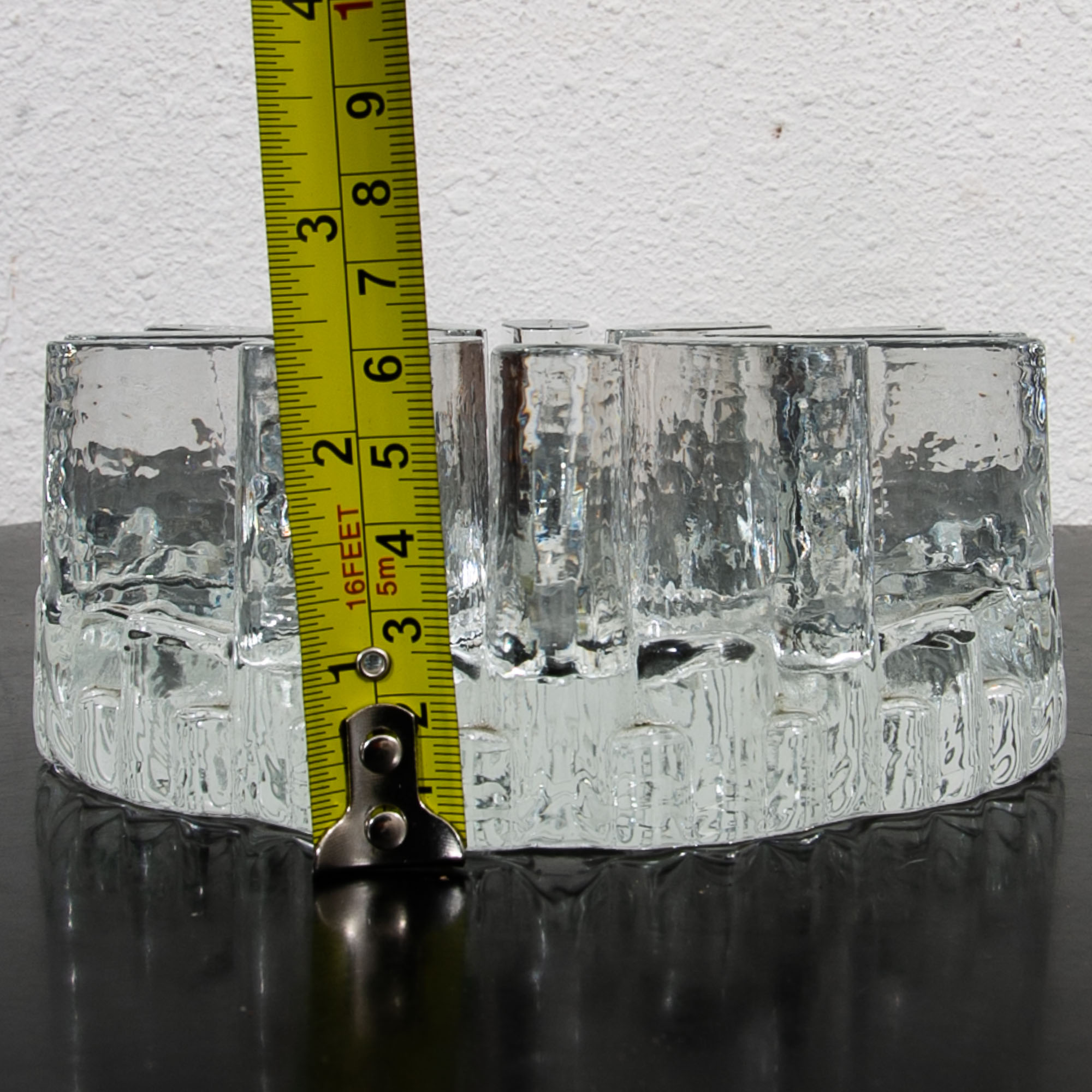 Mid Century Modern Art Crystal Glass Bel Mondo Clear Textured Holder Shutte West - Image 11