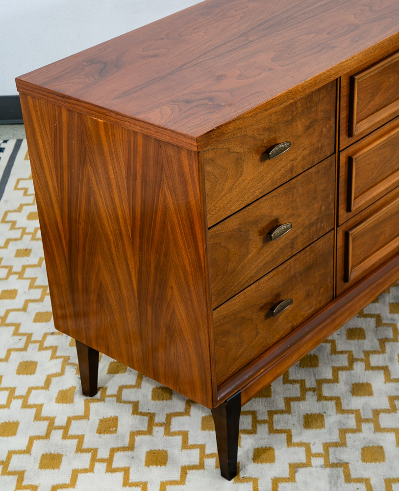 Mid Century Danish Modern Credenza Dresser American Walnut 9 Drawer Danish Mcm - Image 7
