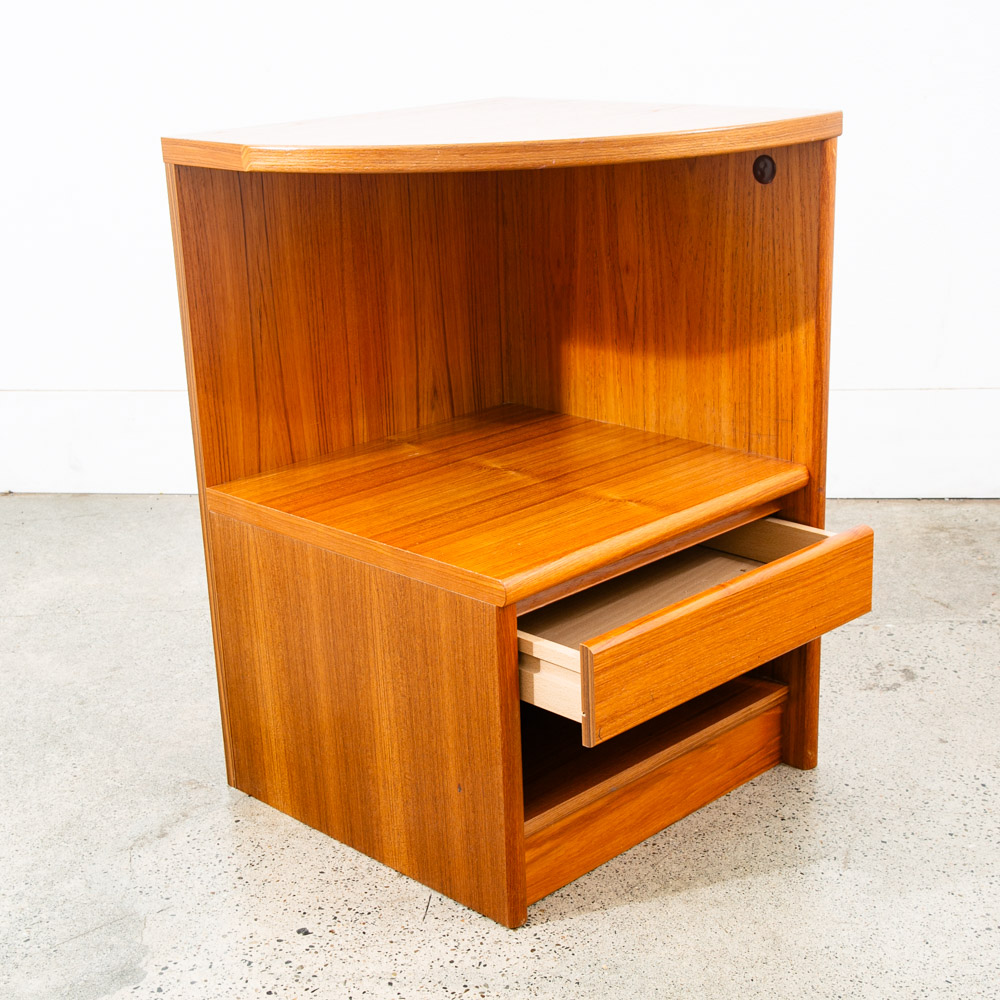 Mid Century Danish Modern Nightstand Solid Teak End Table Tray Storage Denmark - Image 8