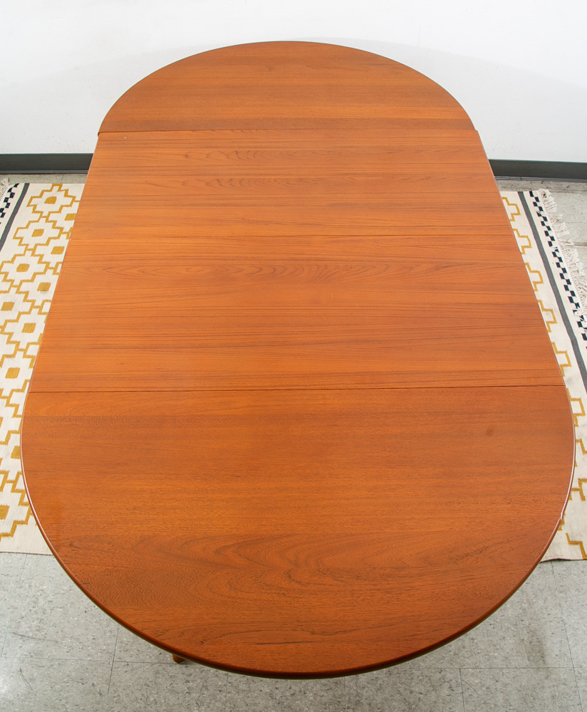 Mid Century Danish Modern Dining Table Benny Linden Solid Teak Leaf x2 Round Mcm - Image 5