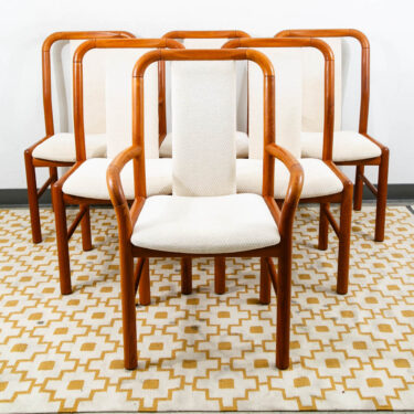 Mid Century Modern Dining Chairs Set 6 Teak Benny Linden Captain 2 Armchairs Mcm