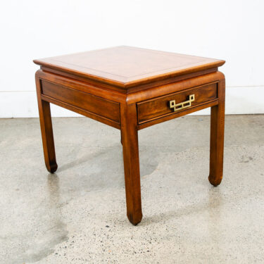 Mid Century Modern Nightstand Side Table Drawer Burl Brass Single Mcm Wood