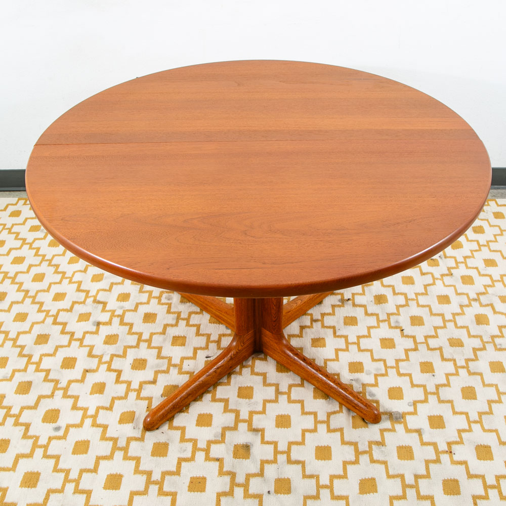 Mid Century Danish Modern Dining Table Benny Linden Solid Teak Leaf x2 Round Mcm - Image 2