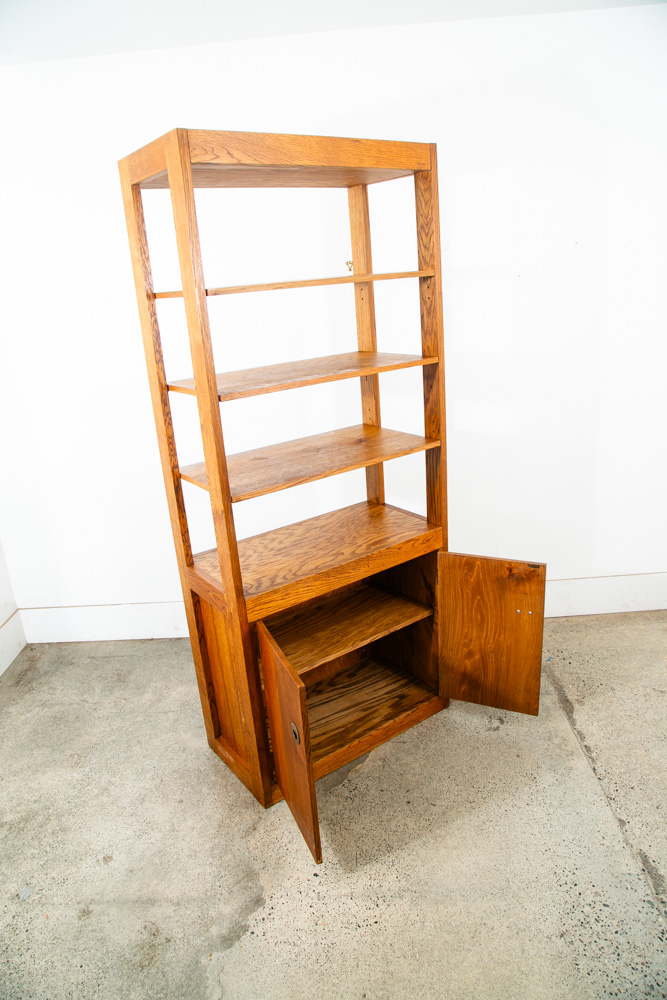 Mid Century Modern Room Divider Wall Unit Oak Freestanding Modular Shelving Mcm - Image 4